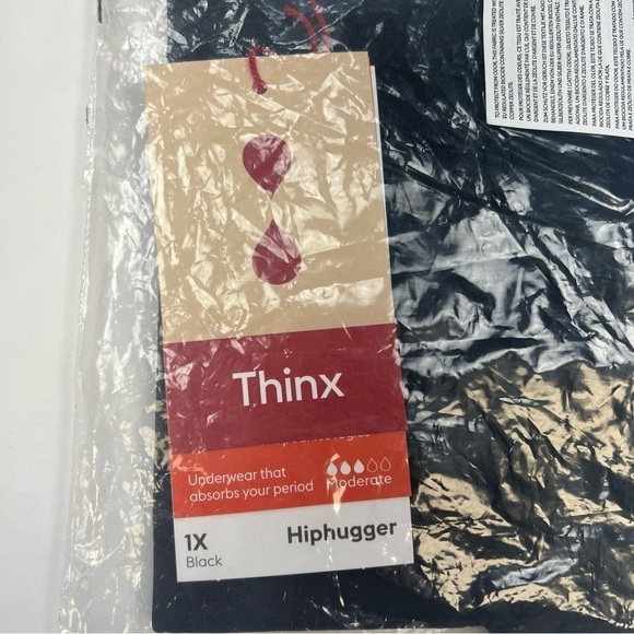 Thinx Hiphugger Moderate Period Underwear Black Size 1X NWT - Picture 4 of 4
